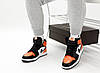 Чоловічі кросівки Nike Air Jordan 1 High Black Orange (Чорні) Взуття Найк Аір Джордан 1 високі шкіряні демісезон, фото 10