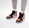 Чоловічі кросівки Nike Air Jordan 1 High Black Orange (Чорні) Взуття Найк Аір Джордан 1 високі шкіряні демісезон, фото 9
