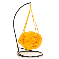 Качели с прямоугольной подушкой и со стойкой диаметр 80 см до 100 кг цвет желтый, качеля гнездо для дачи