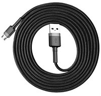 Кабель Baseus USB - Micro-USB 2м двухсторонний штекер Cafule BLACK/GRAY CAMKLF-CG1