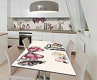 Наклейка 3Д виниловая на стол Zatarga «Кокетка» 600х1200 мм для домов, квартир, столов, кофей UM, код: 6443096
