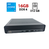 Неттоп HP EliteDesk 800 G6 Tiny / Intel Core i5-10400T (6 (12) ядер по 2.0 - 3.6 GHz) / 16 GB DDR4 / 512 GB SSD / Intel HD