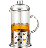 Заварник Helios Френч-прес 600мл із поршнем із загартованого скла та нержавіючої сталі 1027-A, фото 2