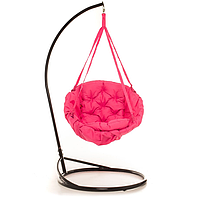 Качели с прямоугольной подушкой и со стойкой диаметр 80 см до 100 кг цвет розовый, качеля гнездо для дачи