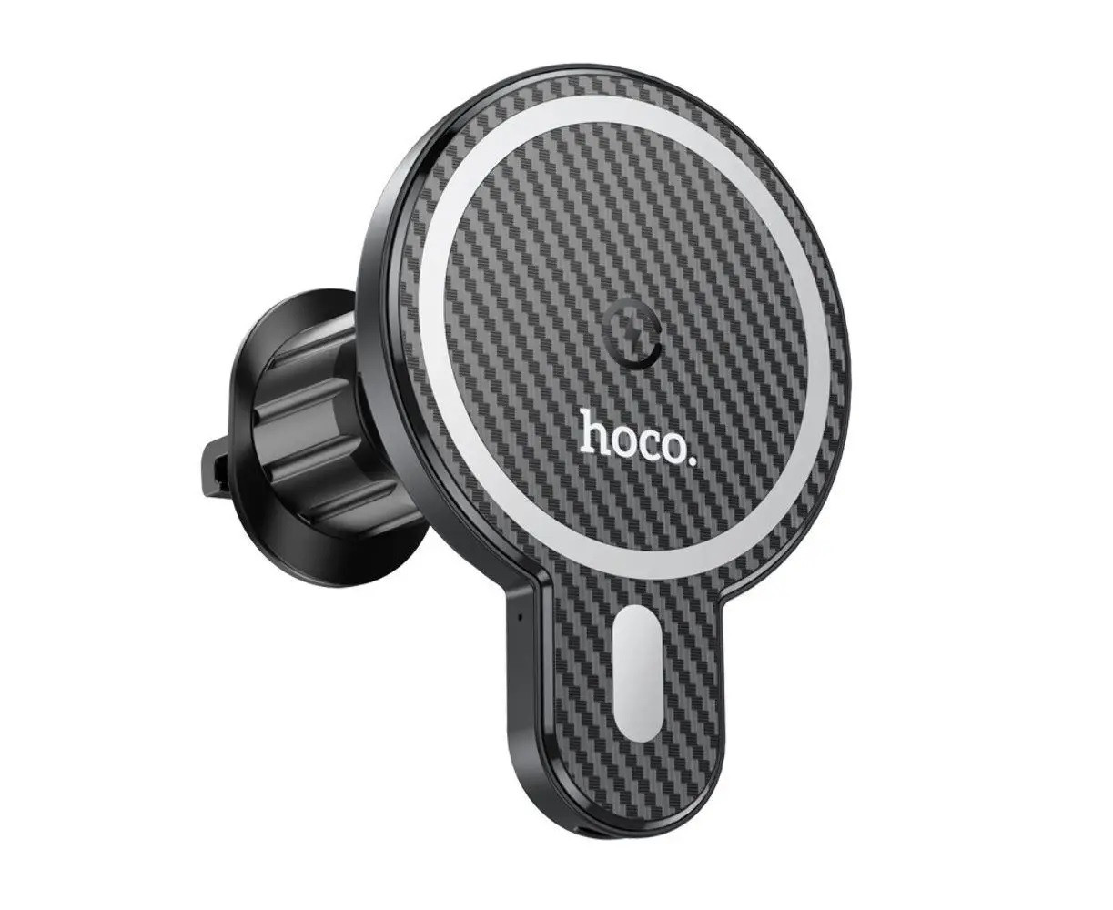 Автомобільний тримач телефону з бездротовою зарядкою 15W Hoco CA85 Ultra-fast Чорний