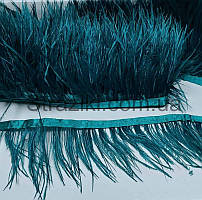 5-8см страусиные перья на ленте зеленые 20см