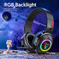 Геймерские проводные наушники 5.1 с микрофоном и RGB подсветкой для ПК G615 с оголовьем черный