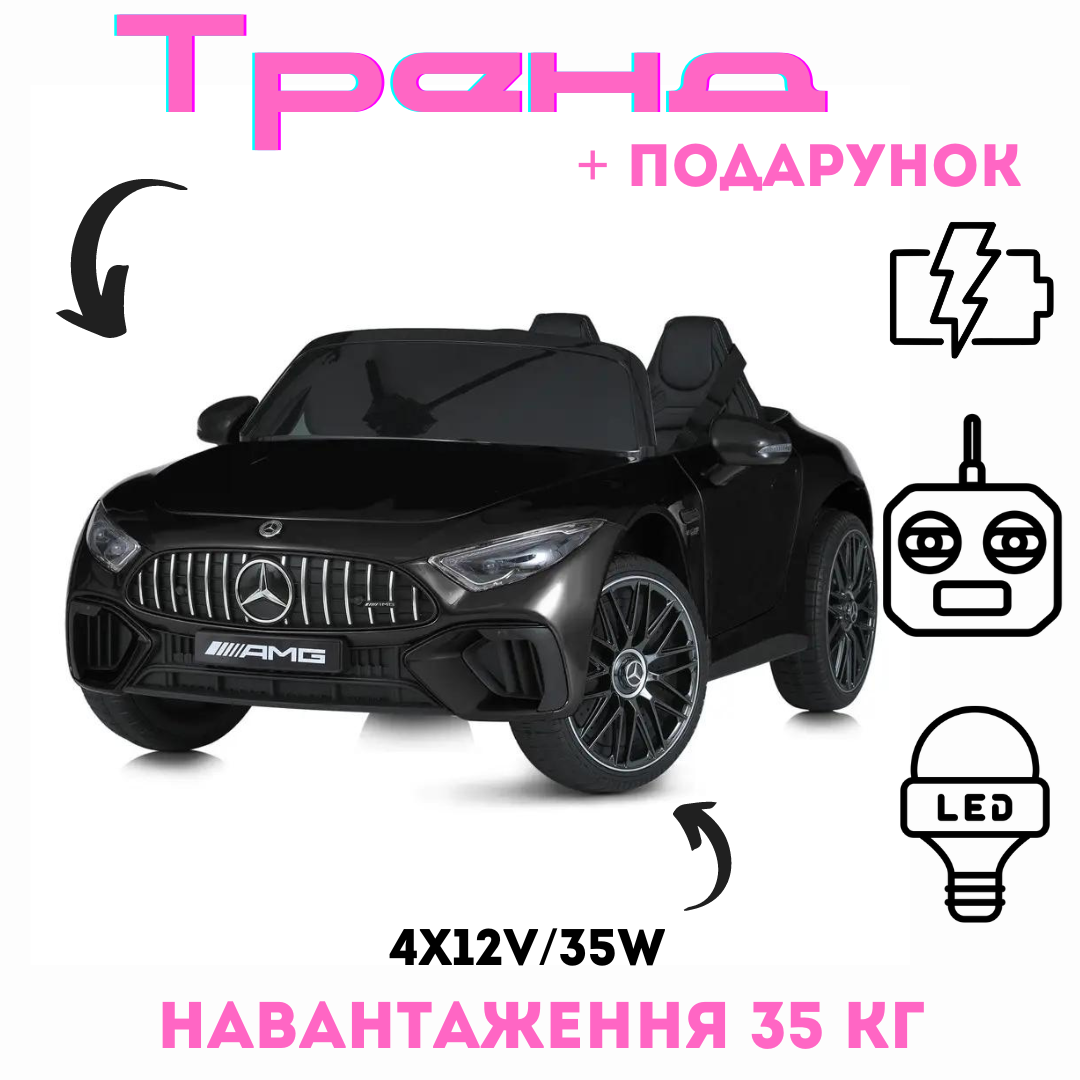 Детский двухместный электромобиль мощный на аккумуляторе 12V на радиоуправлении Mercedes Mila - фото 1 - id-p2195008806