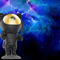 Ночник проектор звездного неба "Астронавт" Лазерный Светильник космонавт на луне с пультом ДУ Черный