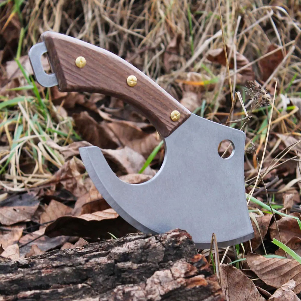 Ніж-топірка кухонна для ребер зі сталі 65 г (Горіх/Горіх). Ніж ручної роботи. Ніж для м'яса, фото 1