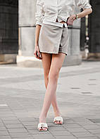 Женские шорты юбка Staff серые с бежевым для девушки стильная юбка стаф Shoper Жіночі шорти спідниця Staff