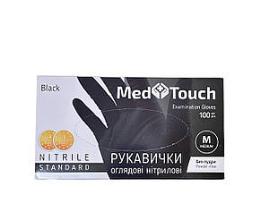 Рукавички розмір М, чорні, нітрилові нестерильні, неприпудрені,/100шт*уп