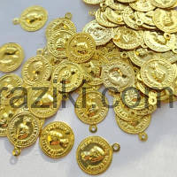 15мм пришивные монетки золото (металл) 1шт