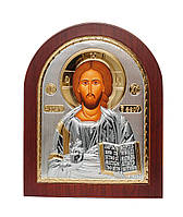 Серебряная Икона Спасителя Иисус арочной формы 20х25см