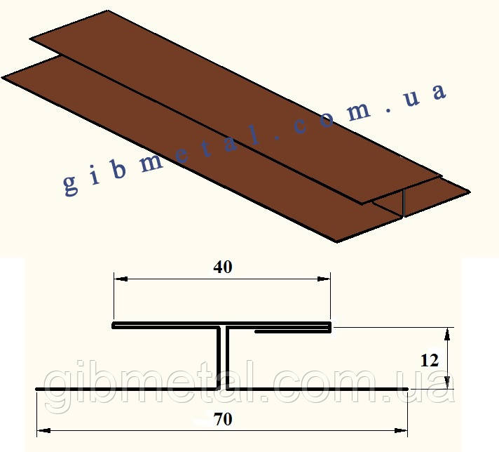 Н - профіль (сполучна) для софіта та профнастилу RAL (Довжина 2м)