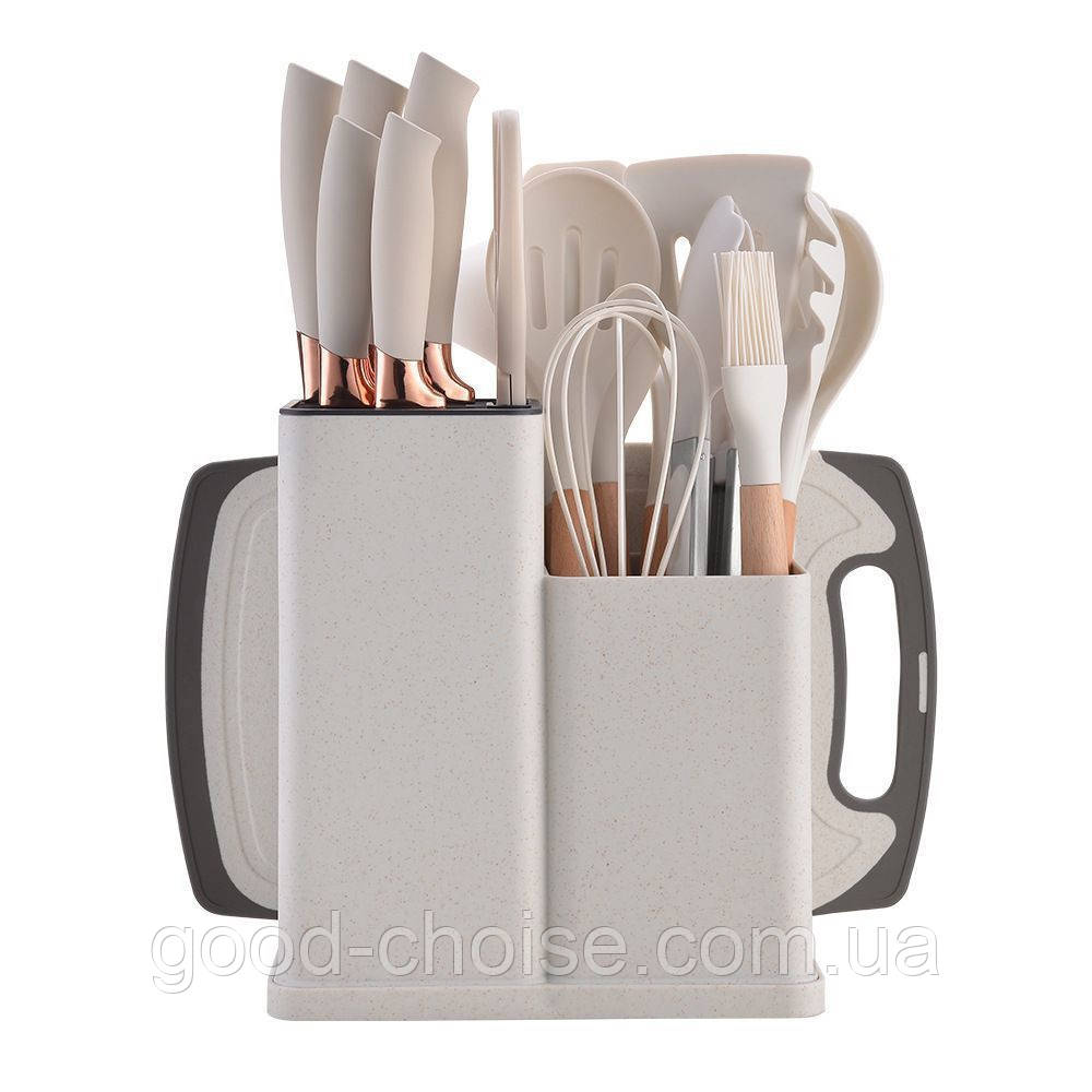 Набір кухонного приладдя, 19 предметів Kitchen Set, Білий / Кухонний набір з дощечкою