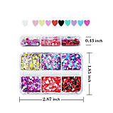 Набір стразів (6 комірок) у формі сердечок, різних кольорів - для створення яскравих романтичних дизайнів - 394, фото 4