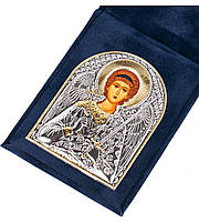 Серебряная икона в подарок Ангел Хранитель 5,5х7см в бархатной книжечке