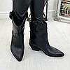Черевики-козаки шкіряні жіночі вільного взування. Колір чорний, фото 2