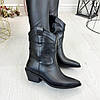 Черевики-козаки шкіряні жіночі вільного взування. Колір чорний, фото 3