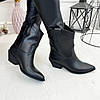 Черевики-козаки шкіряні жіночі вільного взування. Колір чорний, фото 5