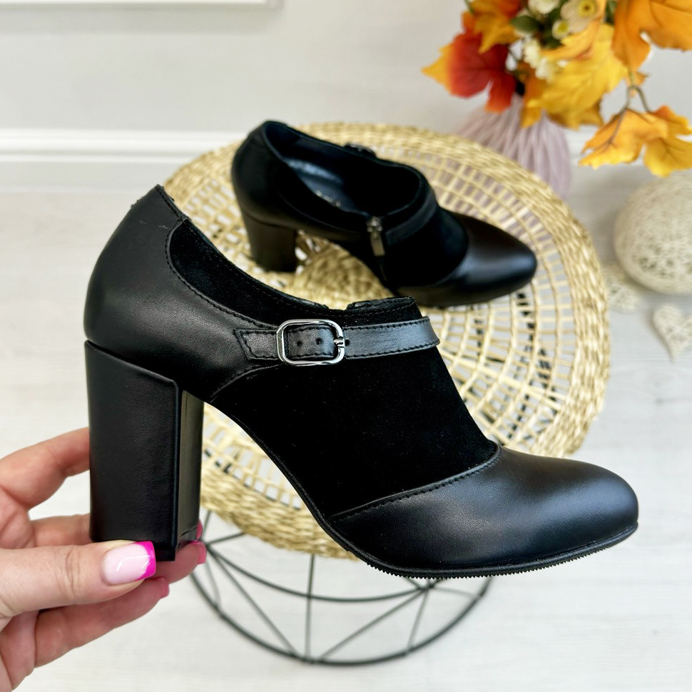 Жіночі чорні туфлі на стійких підборах. 39 розмір, фото 1