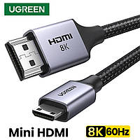 Кабель мультимедийный Ugreen HDMI to Mini HDMI v2.1 8K UltraHD 2 метра в оплетке black