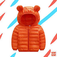 Детские куртки Микропуховики с ушками в 4х цветах 110, Оранжевый
