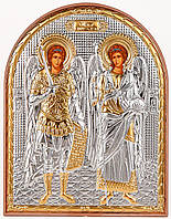 Икона Архангела Михаила и Гавриила 8,5х15,5см арочной формы на пластиковом киоте
