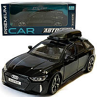 Іграшкова машинка металева Audi RS6 ауді чорна звук світло відкр двері багажник капот багажник Автосвіт 1:32, 15*7*5см (AP-2092)