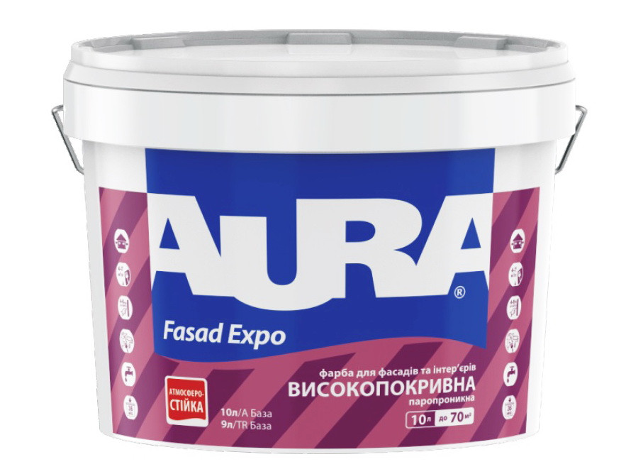 AURA Fasad Expo 1л Універсальна фарба для фасадів та інтер'єрів Eskaro