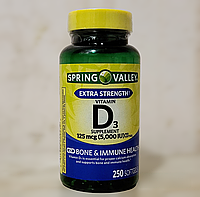 Витамин Д3 Spring Valley Vitamin D3 125 mcg 5000 iu 250 капсул