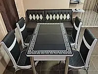 Комплект из каленого стекла кухонный стол и 4 стулья 110*70*140см Турция