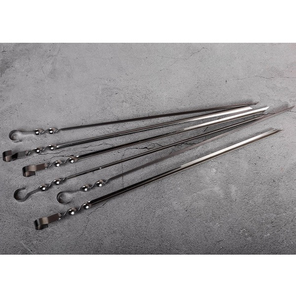 Набір шампурів у чохлі металеві кутові 6 шт./бл. 550*12*1.5 мм., фото 1