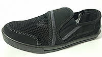 Мокасин сетка черная с нубуком на черном, TS Shoes, 6 пар