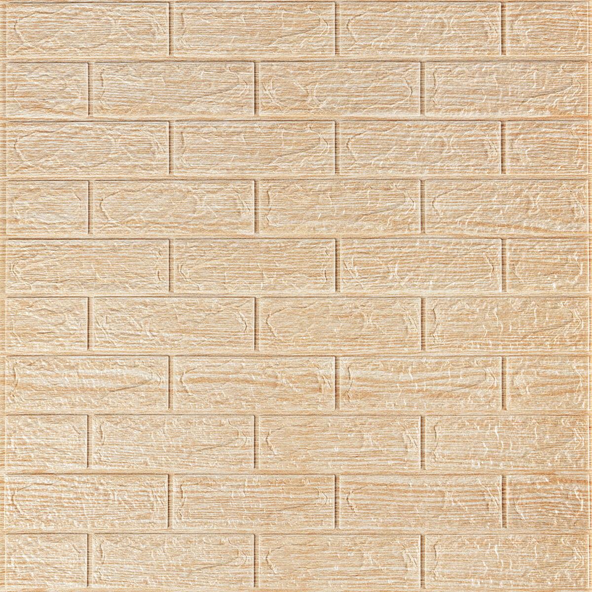 Самоклеюча декоративна 3D панель 700х770х5мм Бежева смужка цегла (184) SW-00000489