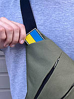 Мужская нагрудная сумка качественная вместительная Мужские сумки через плечо легкая Патриотические сумки хаки