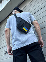 Мужская нагрудная сумка качественная вместительная Мужские сумки через плечо легкая Патриотические сумки черный