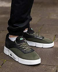 Чоловічі кросівки Lacoste Khaki (Хакі) Кеди Лакоста повсякденні сітка текстиль весна літо