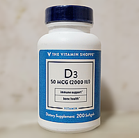 Витамин Д3 The Vitamin Shoppe Vitamin D3 50 mcg 2000 iu 200 капсул