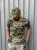 Тактическая футболка пиксель , мужская футболка пиксель без липучки на груди и с карманом на плече хлопок