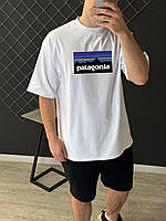 Футболка оверсайз Patagonia хлопок унисекс, Мужская футболка Патагония белая oversize модная повседневная L
