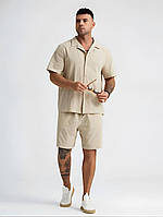 Чоловічий літній лляний костюм з сорочкою та шортами Арт. 0525