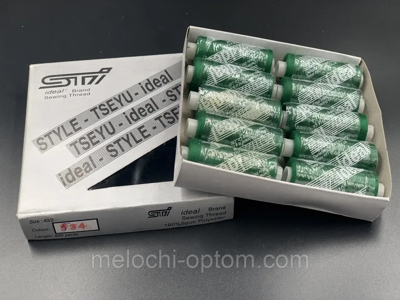 Нитки швейні "IDEAL" №40, 100% поліестер 10шт в упаковці, колір №534 смарагдово-зелений