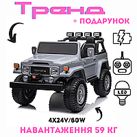 Детский электромобиль Джип Toyota аккумуляторный 4 мотора 80W на с пультом радиоуправления с цветными фарами