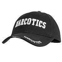 Бейсболка  мужская  чёрная  Rotcho  с вышивкой обьемной  ''Narcotics'' Deluxe хлопок твил   USA