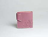 Шкіряний гаманець жіночий ручної роботи з красивим орнаментом "Сова" рожевий, фото 3