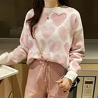 Жіночий стильний в'язаний прогулянковий костюм двійка з бісером