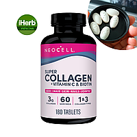 NeoCell, Super Collagen, Супер колаген + вітамін С і біотин, 180 таблеток