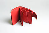Дамський гаманець з натуральної шкіри ручної роботи з орнаментом "Котики" червоний, фото 5
